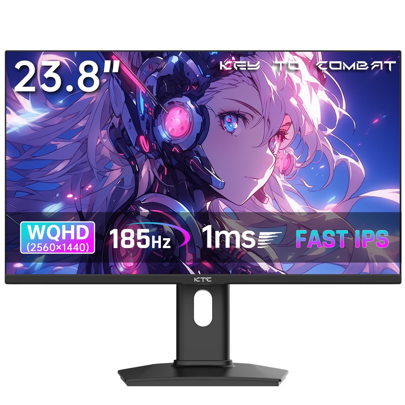 KTC 24インチ ゲーミングモニター WQHD 2560x1440 Fast IPS|185Hz|1ms sRGB127% DCI-P3 99% 400cd|㎡ HDR400 ΔE<3 低ブルーライト フリッカーフリー Adaptive sync H