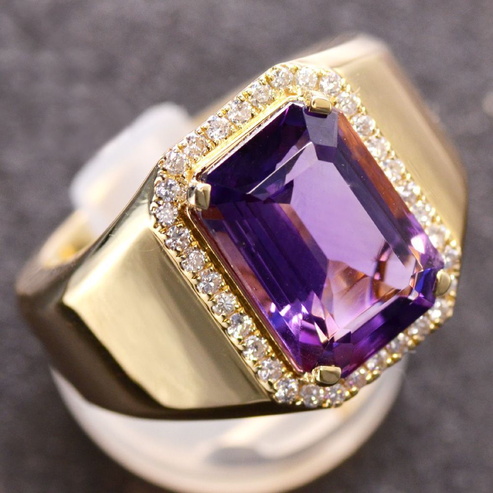 オ*ブ様 アメジスト大粒ダイヤ0.08　18k pt900 ヴィンテージ指輪 オ*ブ様 アメジスト大粒ダイヤ0.08 18k pt900 ヴィンテージ指輪 オ*ブ様