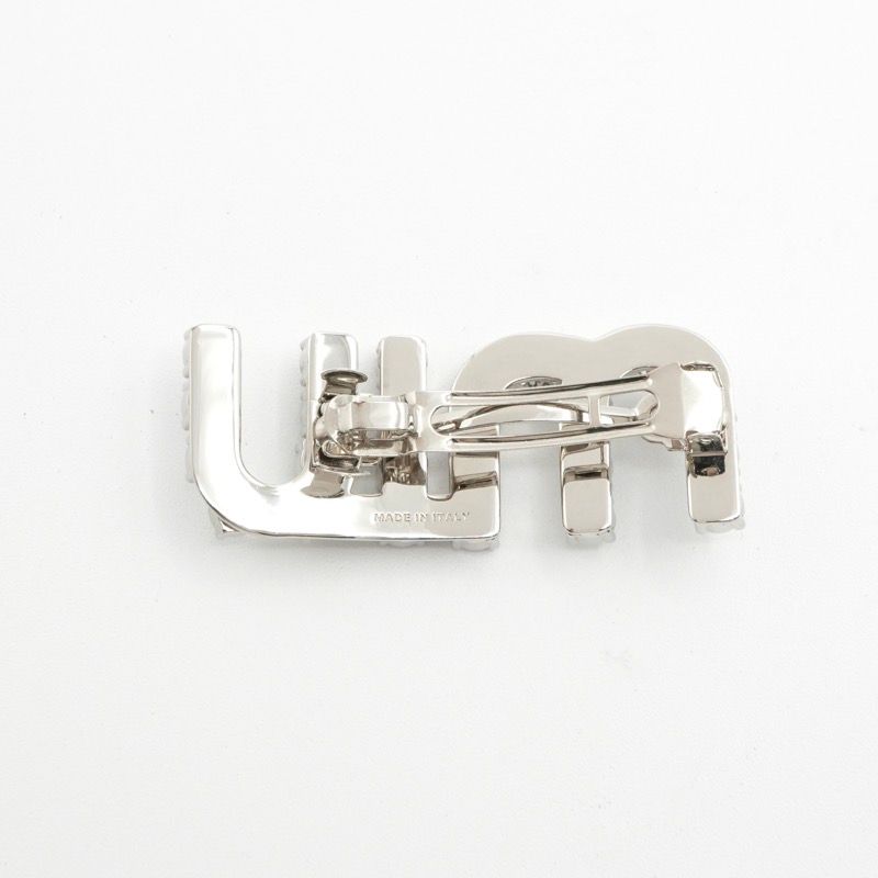 ミュウミュウ クリスタルロゴヘアクリップ　シルバー ミュウミュウ クリスタルヘアクリップ シルバー - メルカリ