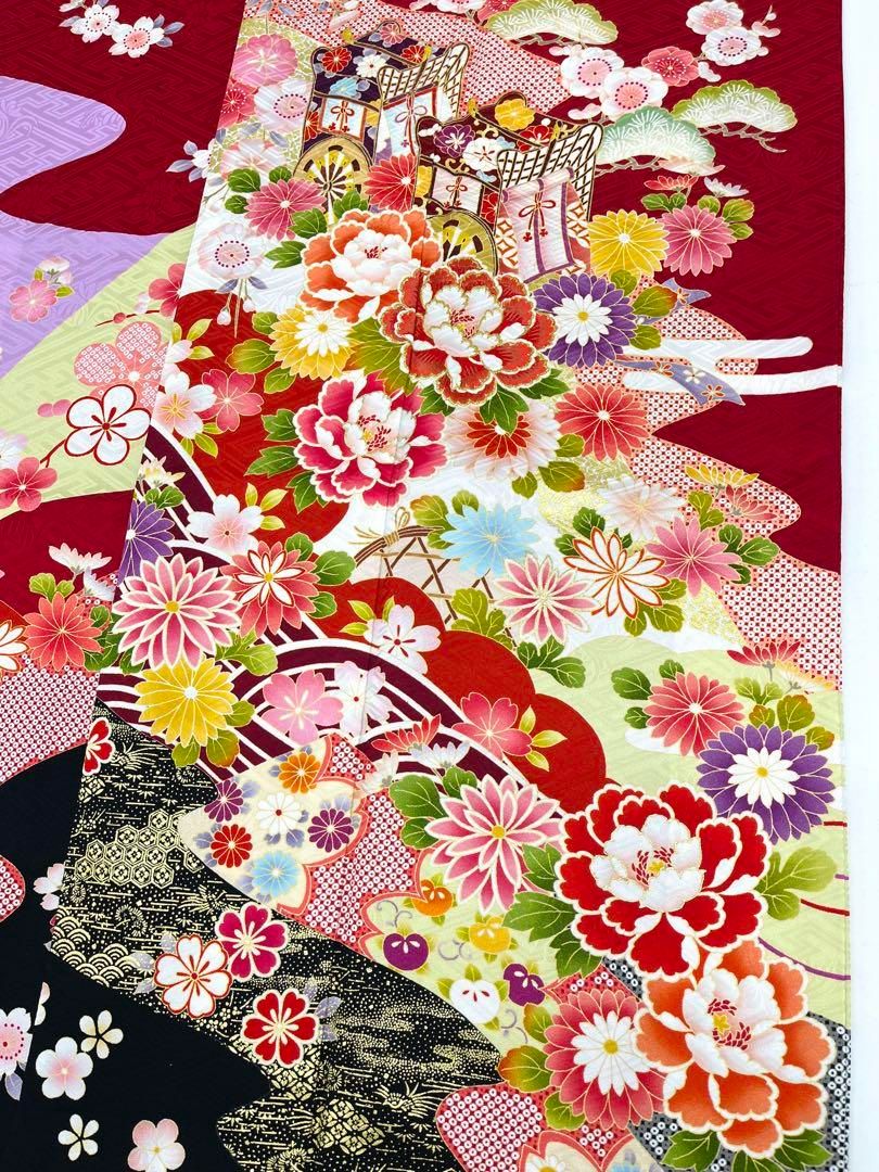 もりはなえ　振袖　 豪華な色柄　紋意匠生地 　身丈166cm 　ガード加工済 もりはなえ 振袖 豪華な色柄 紋意匠生地 身丈166cm ガード加工済