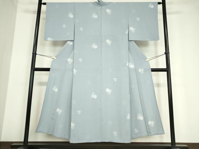 平和屋着物▽お召 単衣 雪輪文 正絹 逸品 AAAV8428fy