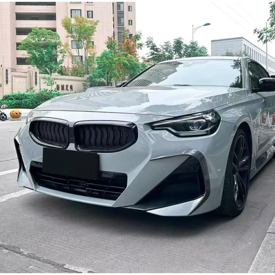 スポーティ全開♪ BMW カーボン ルック フロントバンパー カバー カナード G42 220i M240i Mスポーツ 2シリーズ クーペ b12012