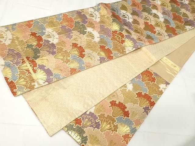 平和屋着物●佐賀錦　六通柄袋帯　唐織　清海雪輪菊花文　金糸　正絹　逸品　CAAX9249yk 平和屋着物○佐賀錦 六通柄袋帯 唐織 清海雪輪菊花文 金糸 正絹 逸品