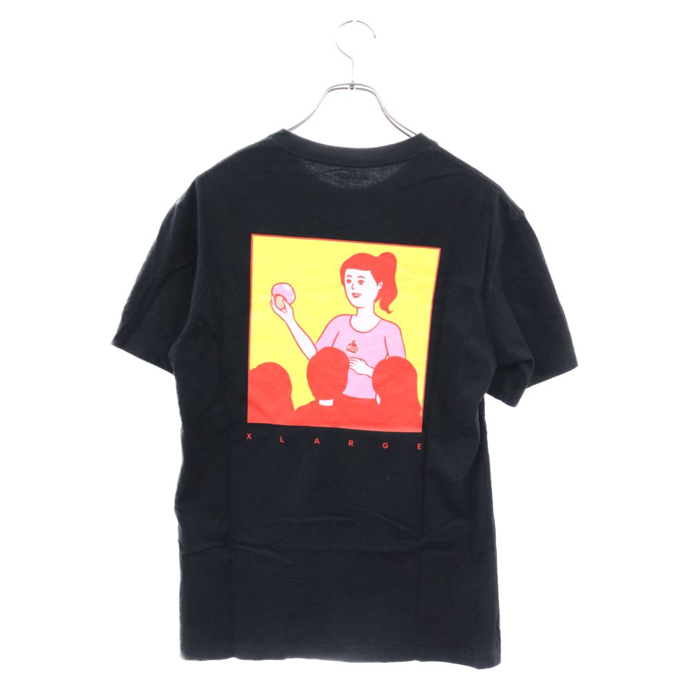 X-LARGE (エクストララージ) 18SS BRIEFING SS TEE ブリーフィング マッシュルーム刺繍 半袖Tシャツ カットソー ブラック