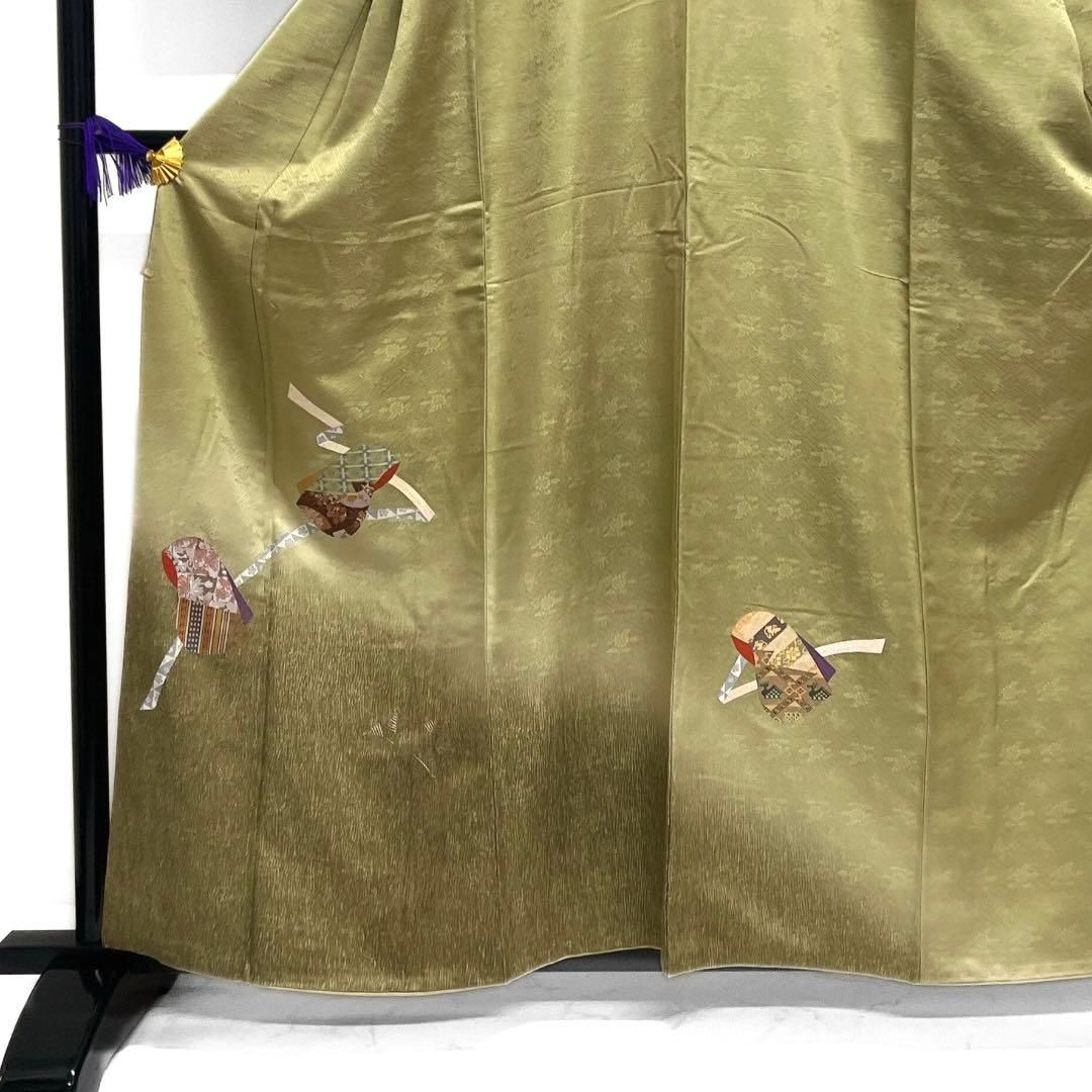 平和屋着物○銀座きしや 訪問着 駒刺繍 短冊花鳥文 金彩