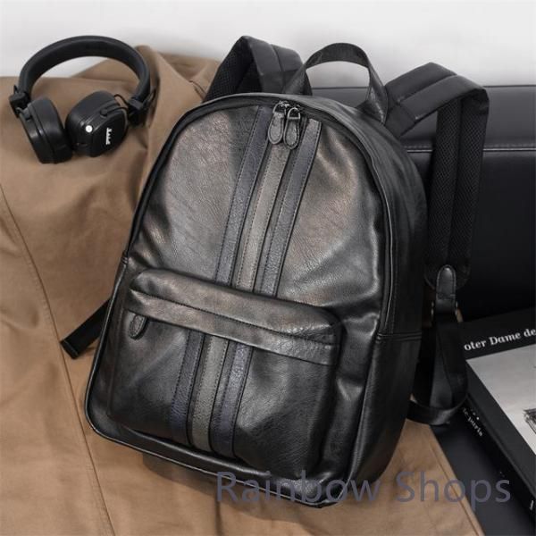 【新品未使用】ビジネスリュック リュックサック メンズ仕切り多機能的 サラリーマン 通勤バッグ 高品質 pu革 スマホポーチ 高級 出張用tft5