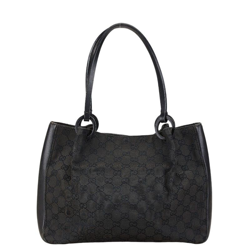 a222【美品】GUCCIグッチ GGキャンバス レザートートバッグ ブラック黒 グッチ GGキャンバス トートバッグ ショルダーバッグ 101919 ブラック