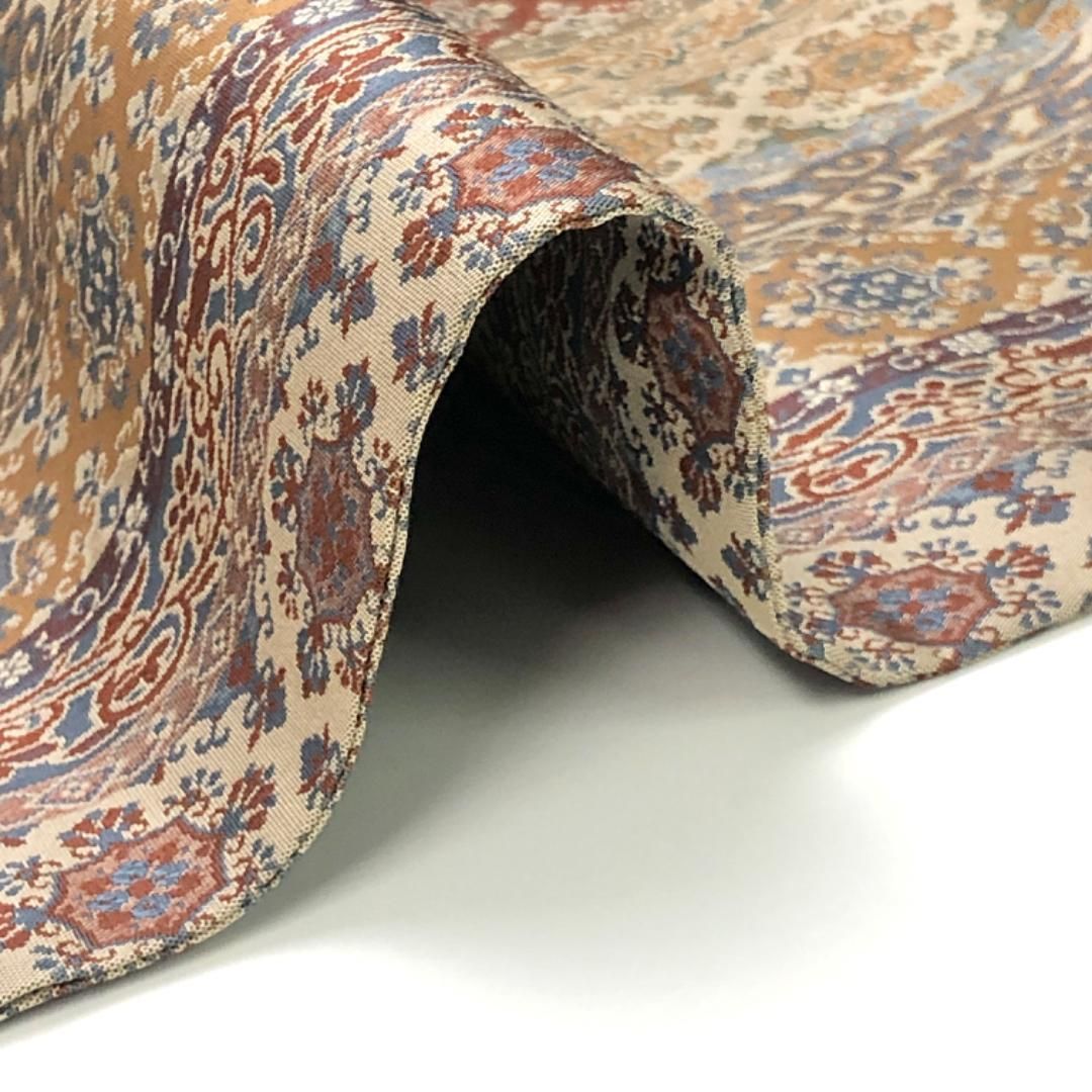 名古屋帯 縦縞に美しい華柄織模様 香色 O-5047 名古屋帯 縦縞に美しい華柄織模様 香色 O-5047