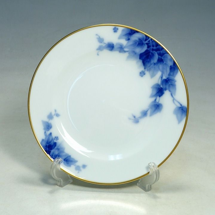 美品 大倉陶園 皿 プレート 20cm ブルー アイビー 岡染め 6枚