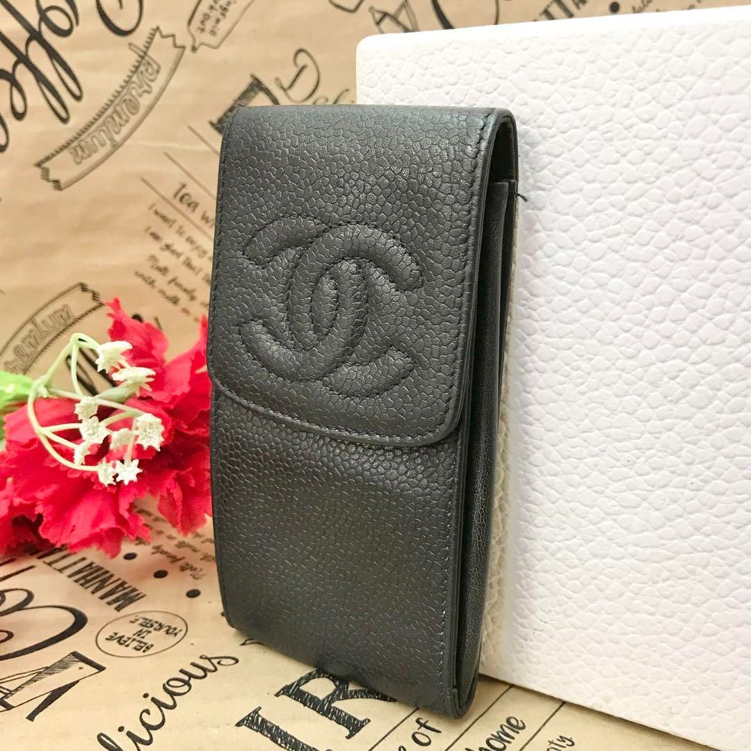 シャネル シガレットケース ココマーク キャビアスキン キーホルダー FV180