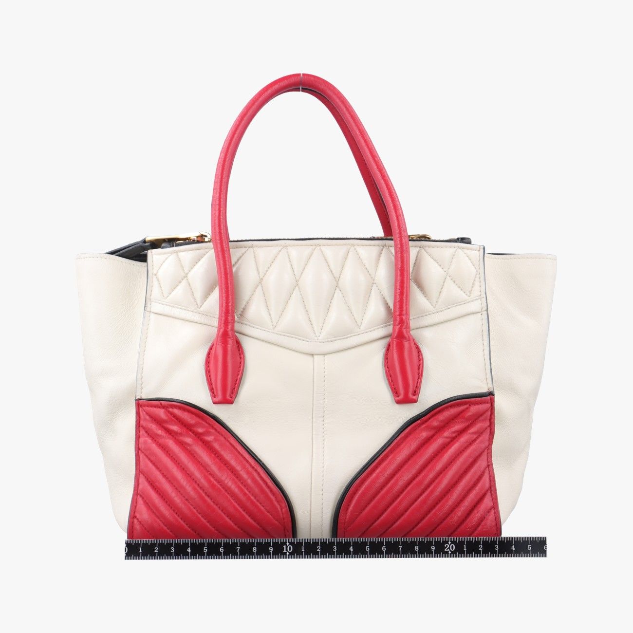 ミュウミュウMiu Miuナッパバイカー レッド×ホワイト レザー 197 B