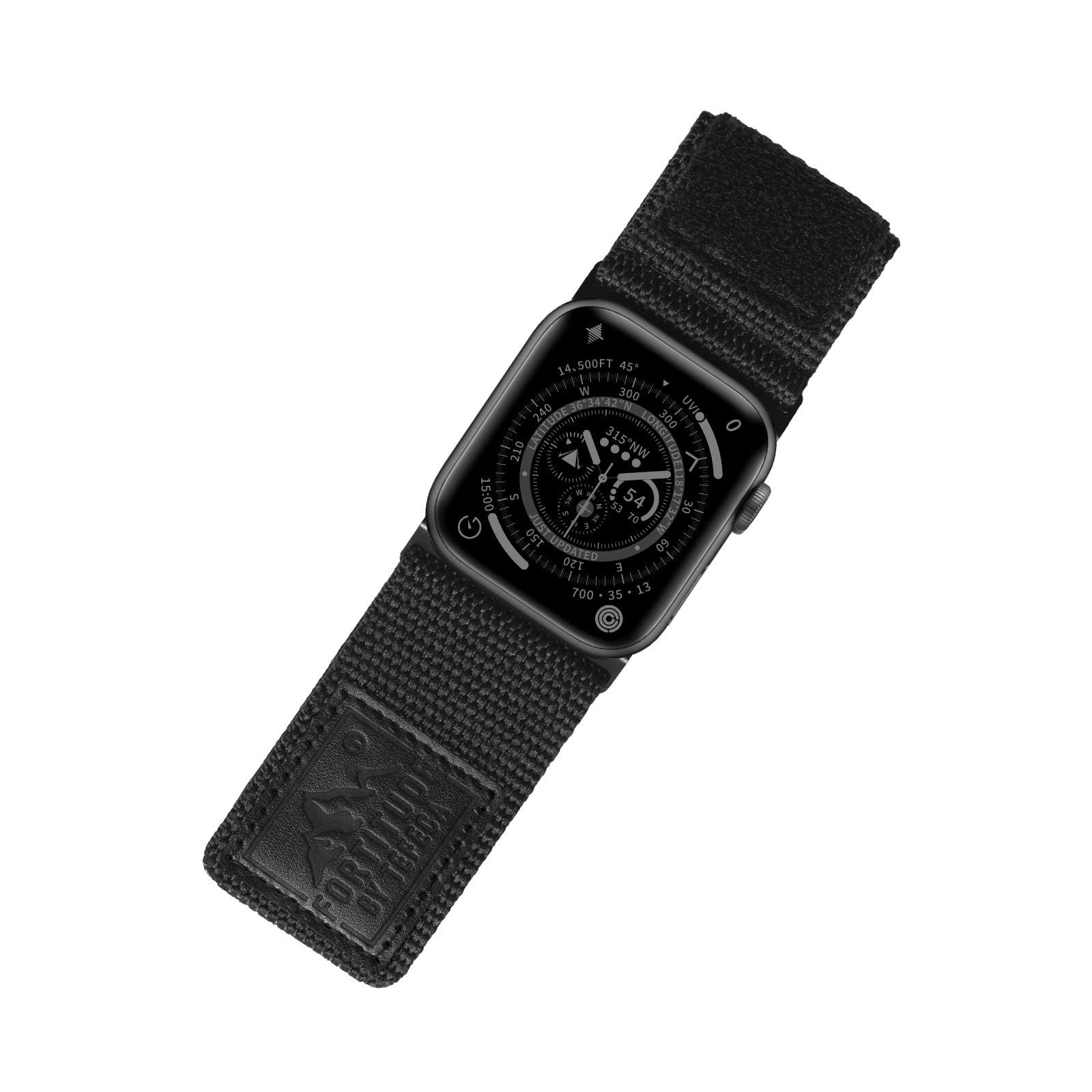 Tefeca Fortitudeシリーズのバンドは、と互換性があり、Apple Watch Ultra2/Ultra/9/8/7/SE/6/5/4/3/2/1(超広いブラックレーベルキャンバス 太い腕用42/44/45/49mm)