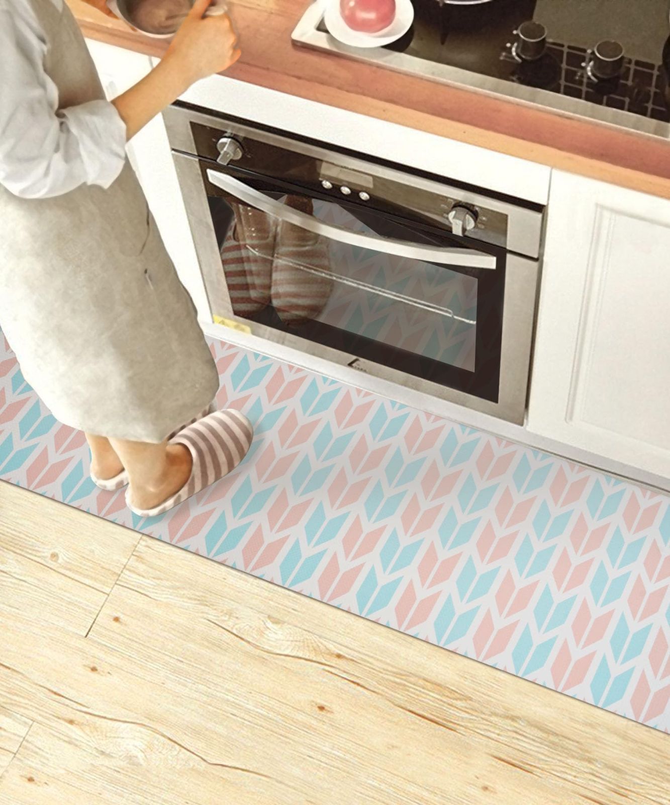 キッチンマット 拭ける 防水 すべり止め付き 北欧 おしゃれ 床保護 はっ水 塩化ビニール [HOG6] キッチンマット 拭ける フリーカット すべり止め付き 北欧 おしゃれ 台所マット 塩化ビニール製 はっ水 ずれない 防