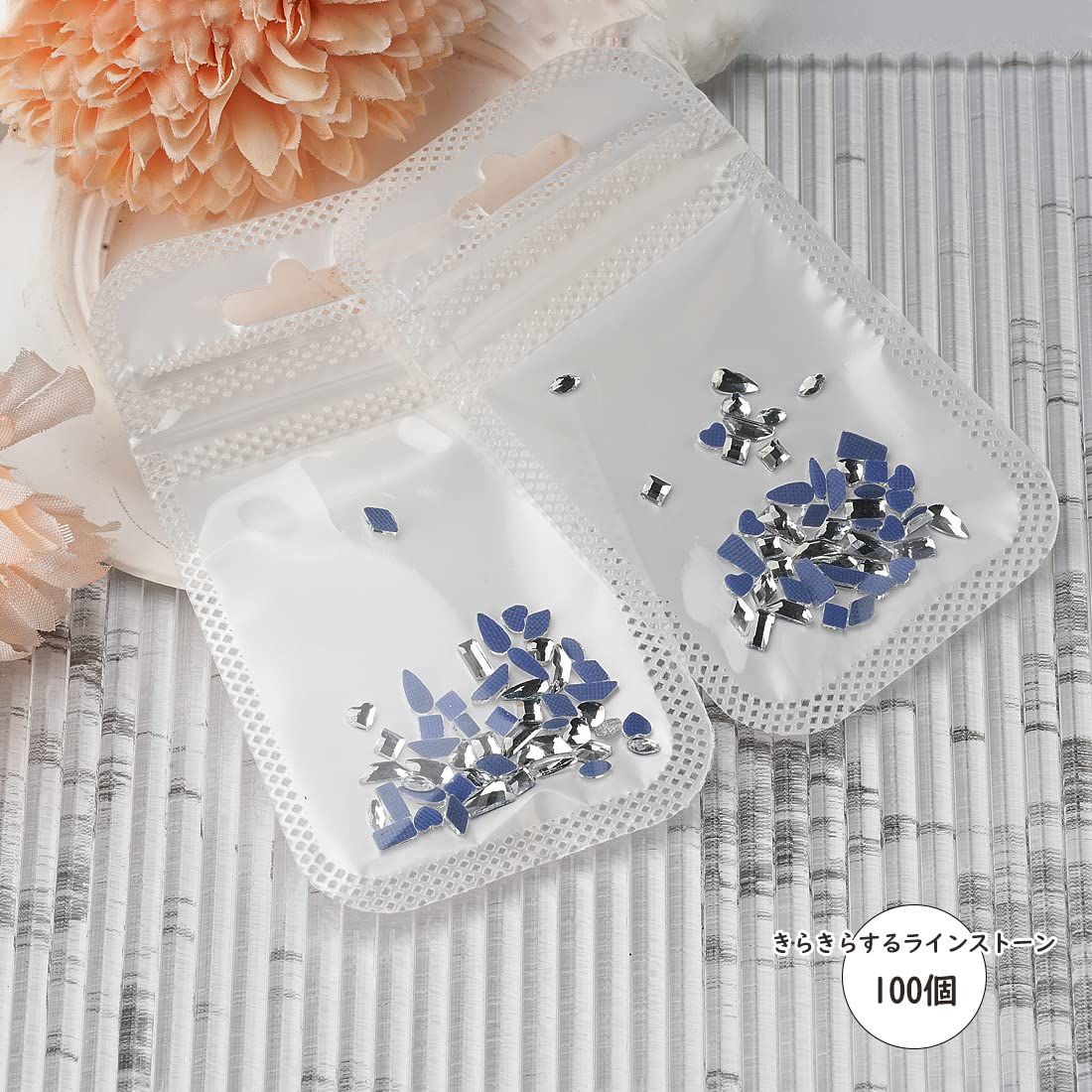 ネイルストーン キラキラ ホワイト 小さい 詰め合わせ 立体 ストーン ミックスサイズ ネイルパーツ ネイル用 約 ラインストーン Chisafly