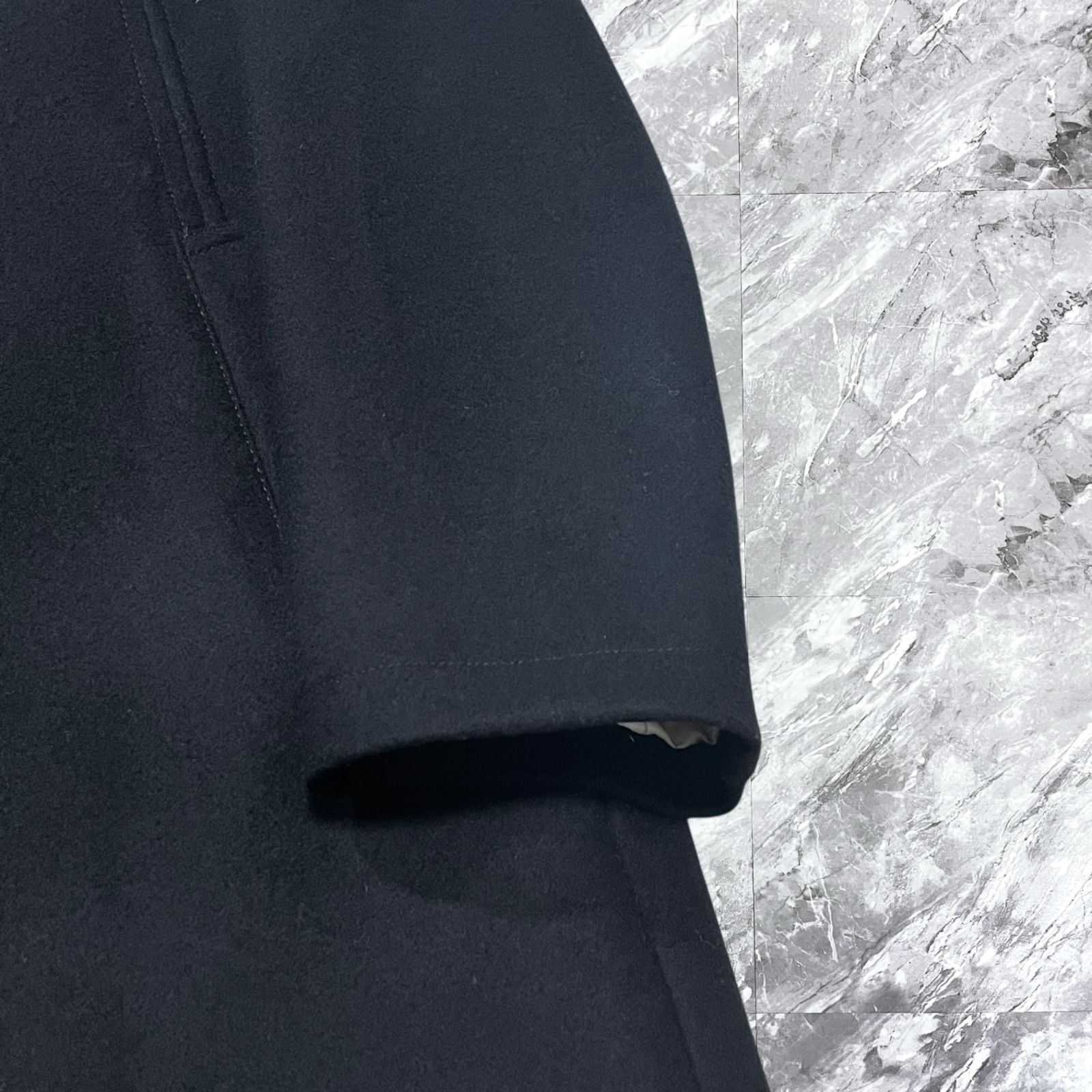 EPOCA UOMO エポカウォモ ウールコート スタンド コート カシミヤ カシミア ウール 比翼ボタン ブラック 黒色 サイズ48 L相当