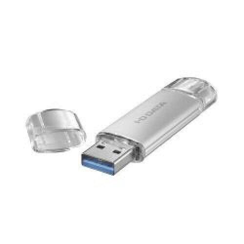 【新品・2営業日で発送】IODATA アイオーデータ USB-A＆USB-C 搭載USBメモリー(USB 3.2 Gen 1)128GB シルバー(U3C-STD128G／S)