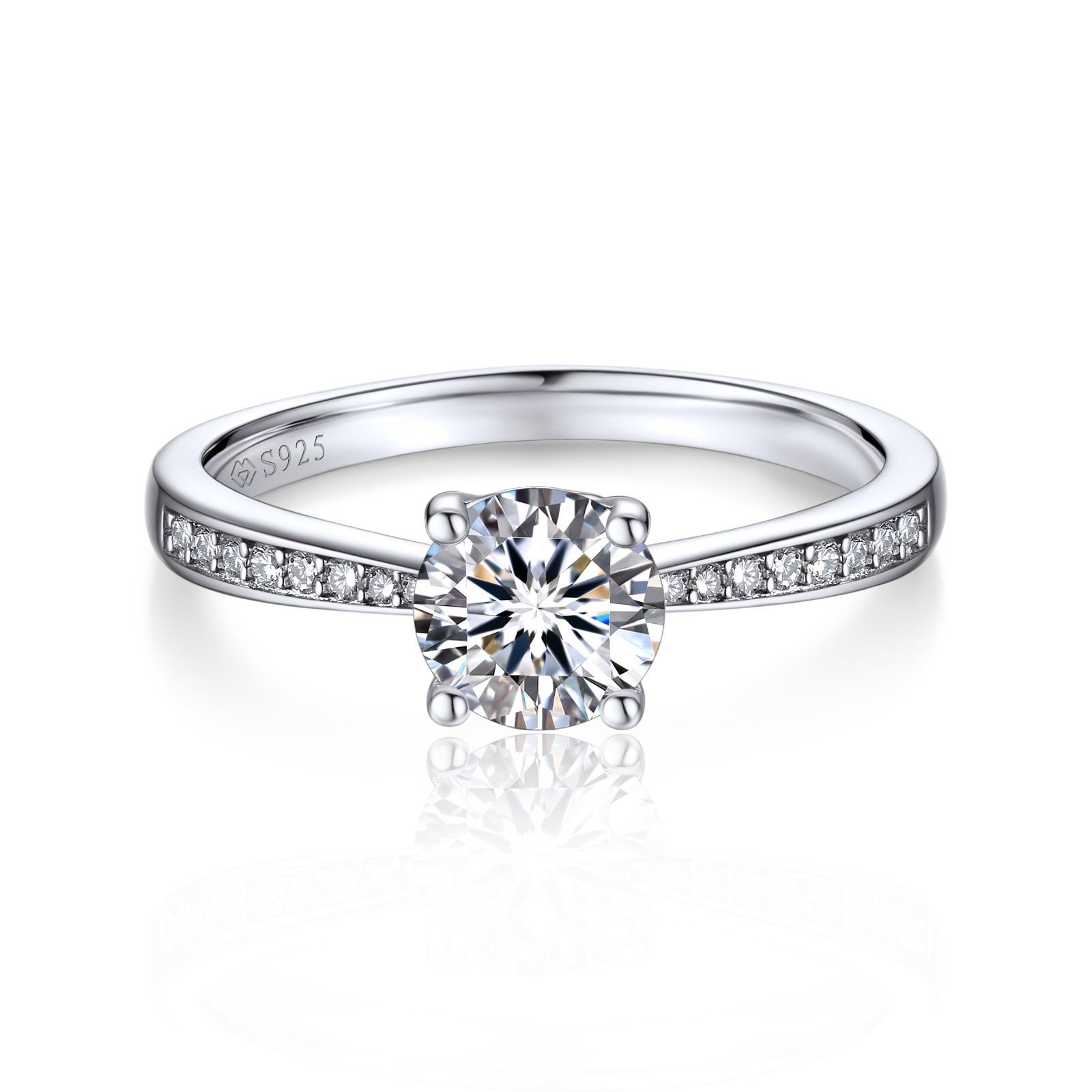 新着商品 MomentWish 婚約指輪 レディース 1カラット モアサナイト リング シルバーリング 925 プロポーズリングエンゲージリング 結婚記念日 D VVS1 ダイヤモンドプレゼント 女性 人気