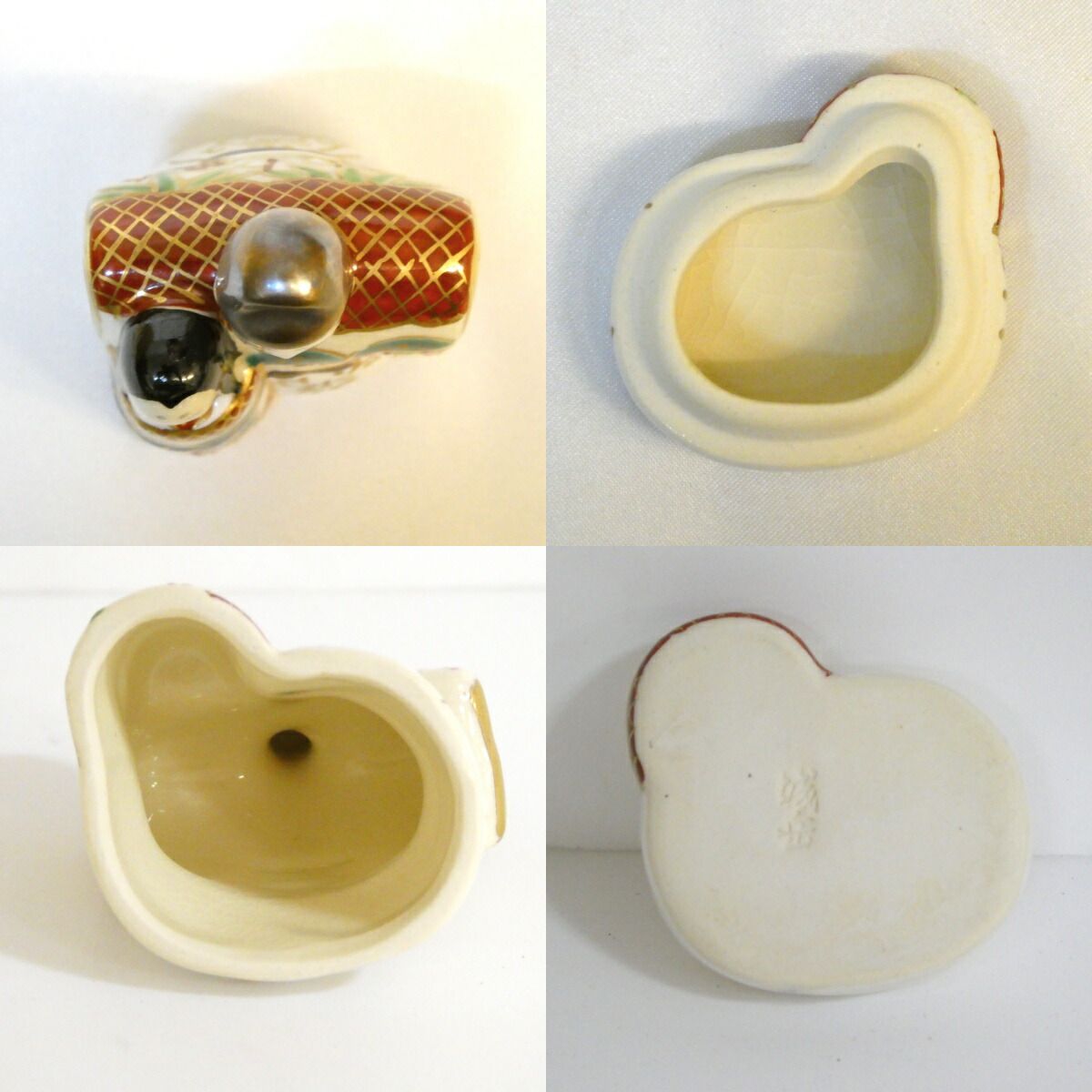 S13 香合 『橋本城岳造』『仁清写雛人形絵』『蛤香合』 共箱 茶道具