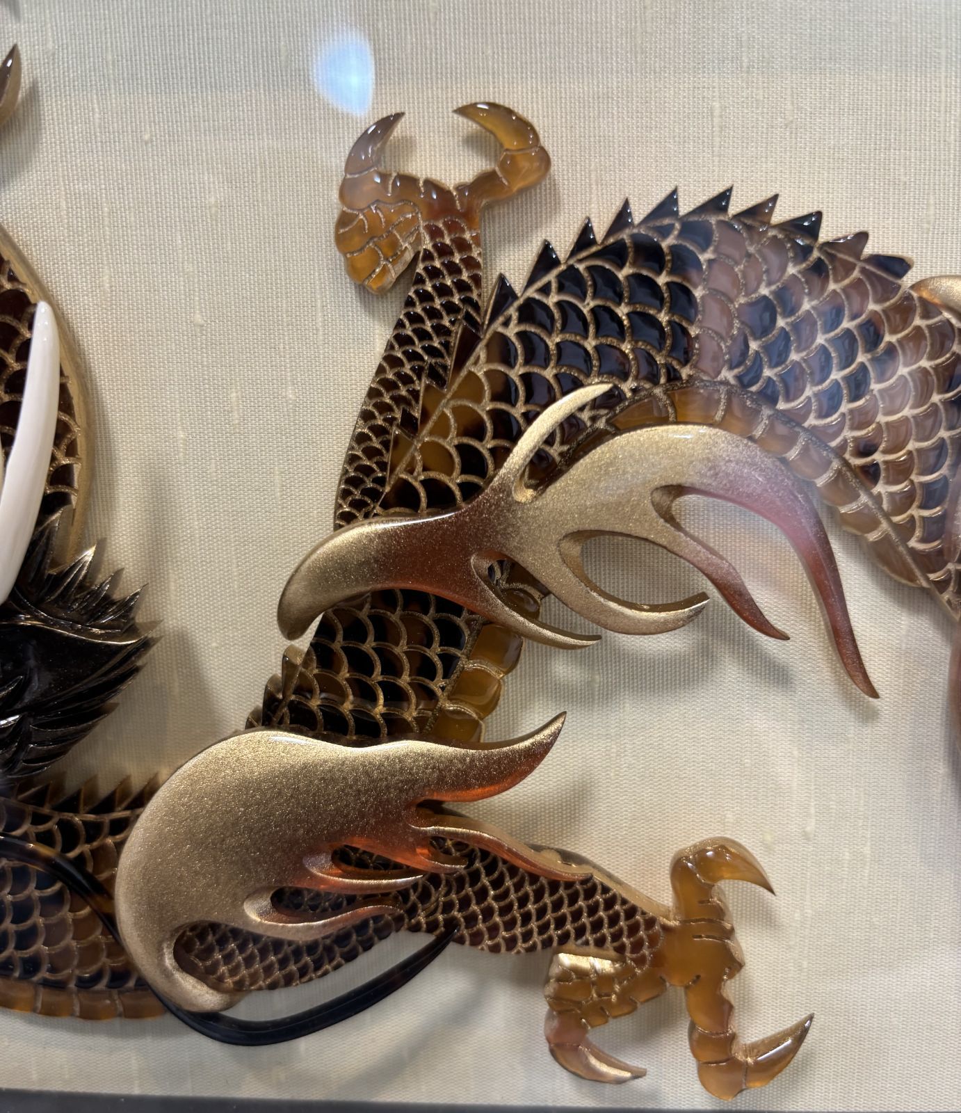 美品 本鼈甲「翔龍」額 鼈甲細工彩雲 長崎べっ甲 エクセルヒューマン社