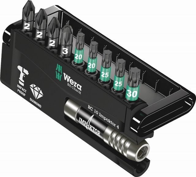 Wera1|4インパクトドライバービットセット10点セット IMPAKTORダイヤモンド|コーティングBit-Check10 IMPACTOR4 057417