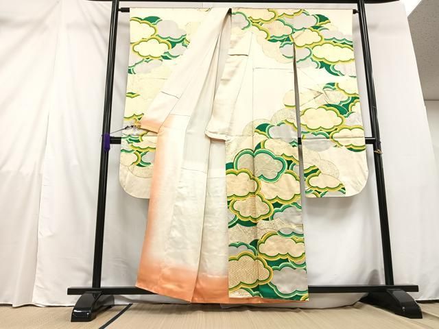 平和屋着物□豪華振袖 駒刺繍 霞文 金彩 正絹 逸品 AAAZ3406mf