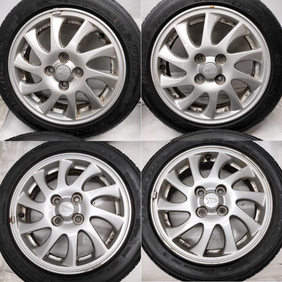 ◆配送先指定あり◆ ＜訳アリ特価！ ノーマル x ホイール 4本＞ 165/55R15 ダンロップ LEMANS V　 15X4.5J ダイハツ 純正 4H -100 ダイハツの軽に！    中古  ～本州・四国は送料無料～