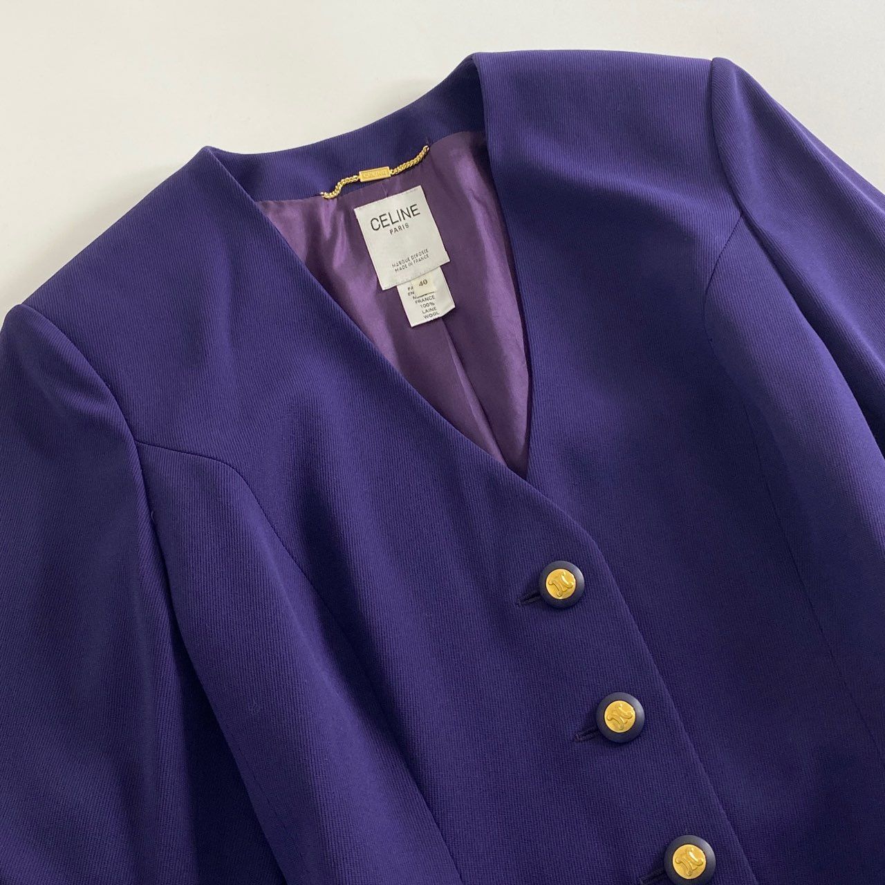 29L24 《美品》 CELINE セリーヌ カラーレスジャケット ブレザー 金 
