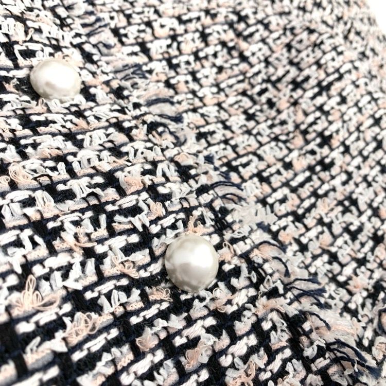 未使用同等　Rene パールボタンテーラードジャケット　34 Rene ルネ ツイード ジャケット パールボタン ブラック 34