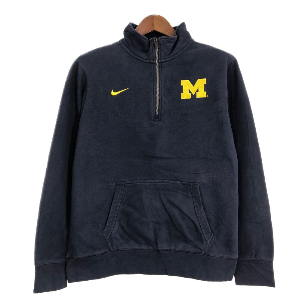NIKE ナイキ ミシガン・ウルヴァリンズ ハーフジップ スウェット スポーツ カレッジ ネイビー (メンズ M) 中古 古着 T0267