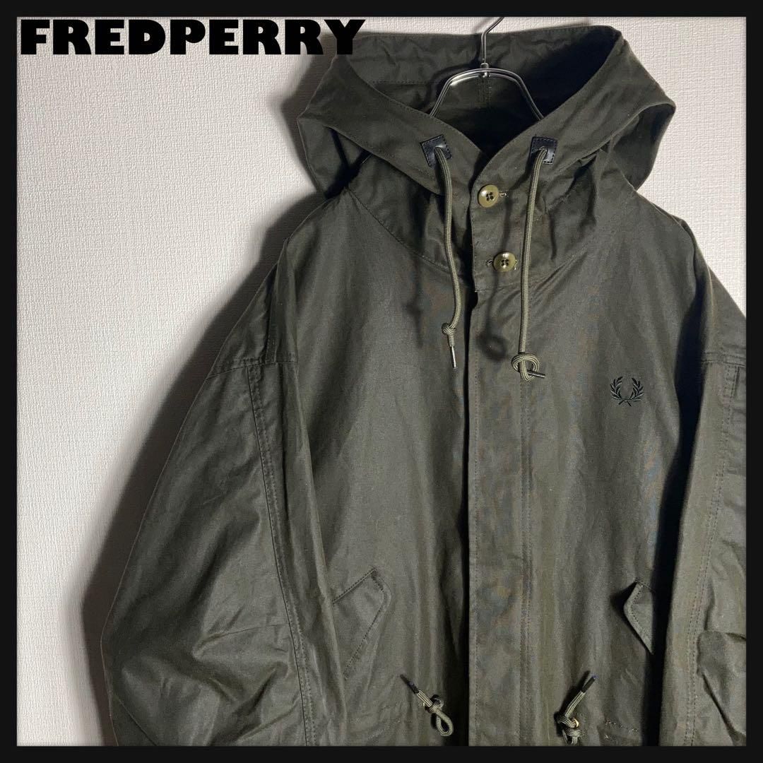 【美品】FRED PERRY オイルドコットンジャケット 刺繍ロゴ 緑 M FRED PERRY - 【美品】FRED PERRY オイルドコットンジャケット