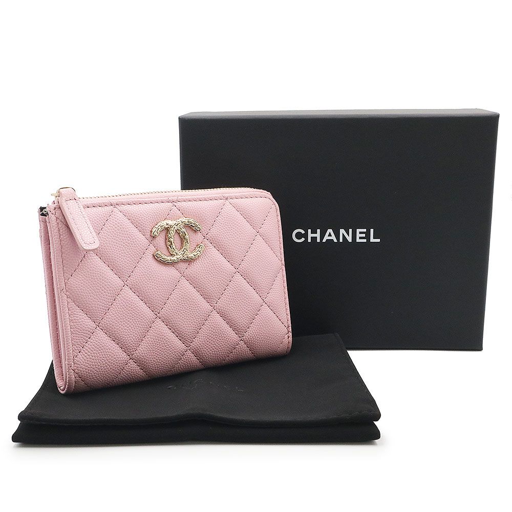 シャネル ココマーク マトラッセ L字ファスナー コンパクトウォレット