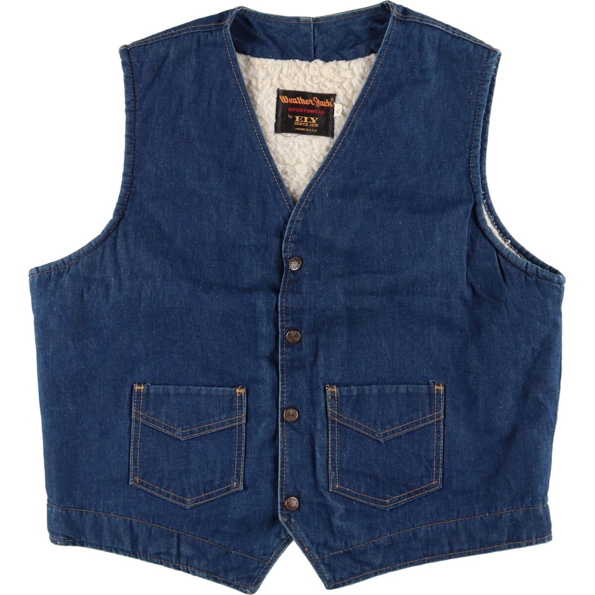 古着 70年代 ELY Weather Jack デニムボアベスト USA製 メンズXL ヴィンテージ/eaa406617
