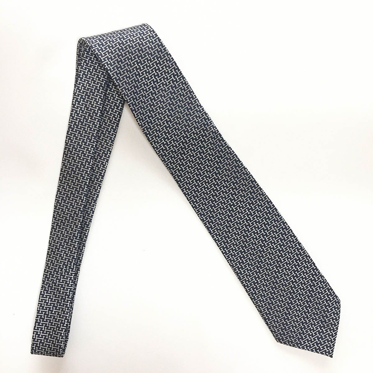 美品 エルメス HERMES ネクタイ シルク100% フランス製 ダーク
