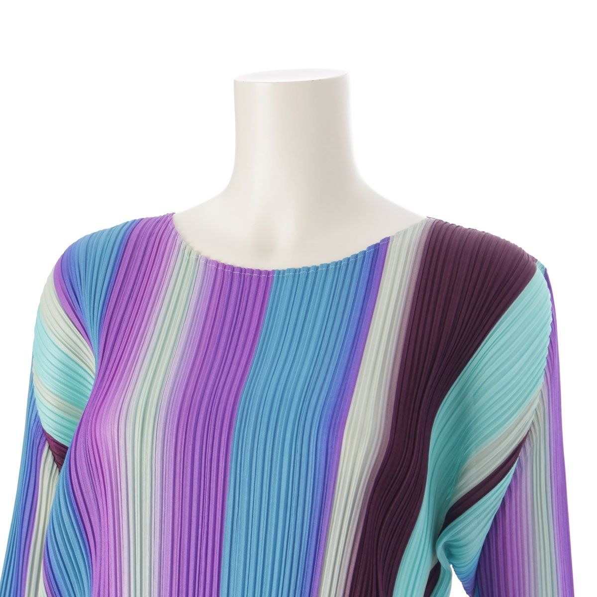 プリーツプリーズ イッセイミヤケ ストライプ チュニック ワンピース  