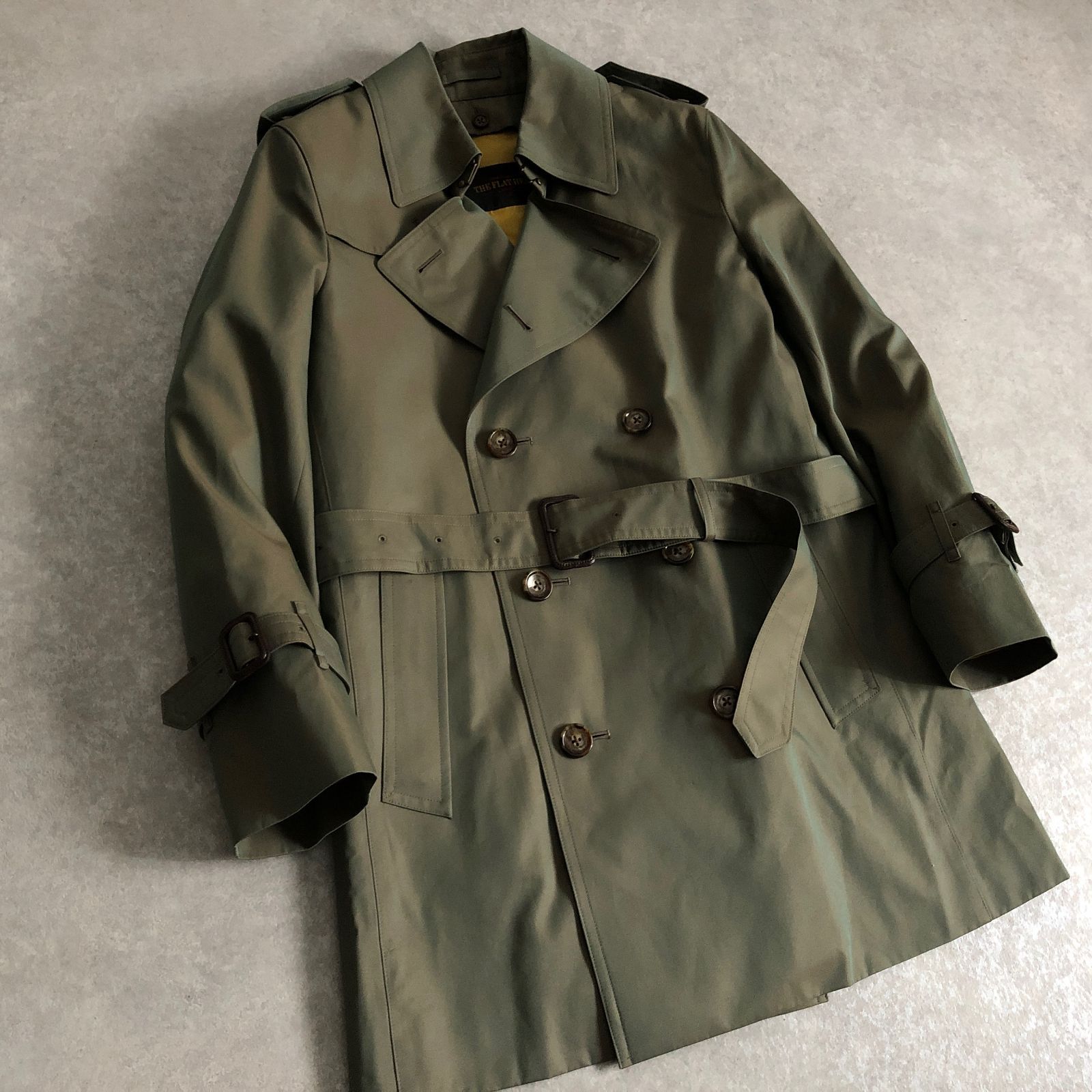 FLAT HEAD トレンチコート 極美品 定価11万 THE FLAT HEAD 玉虫色 トレンチ コート ミドル