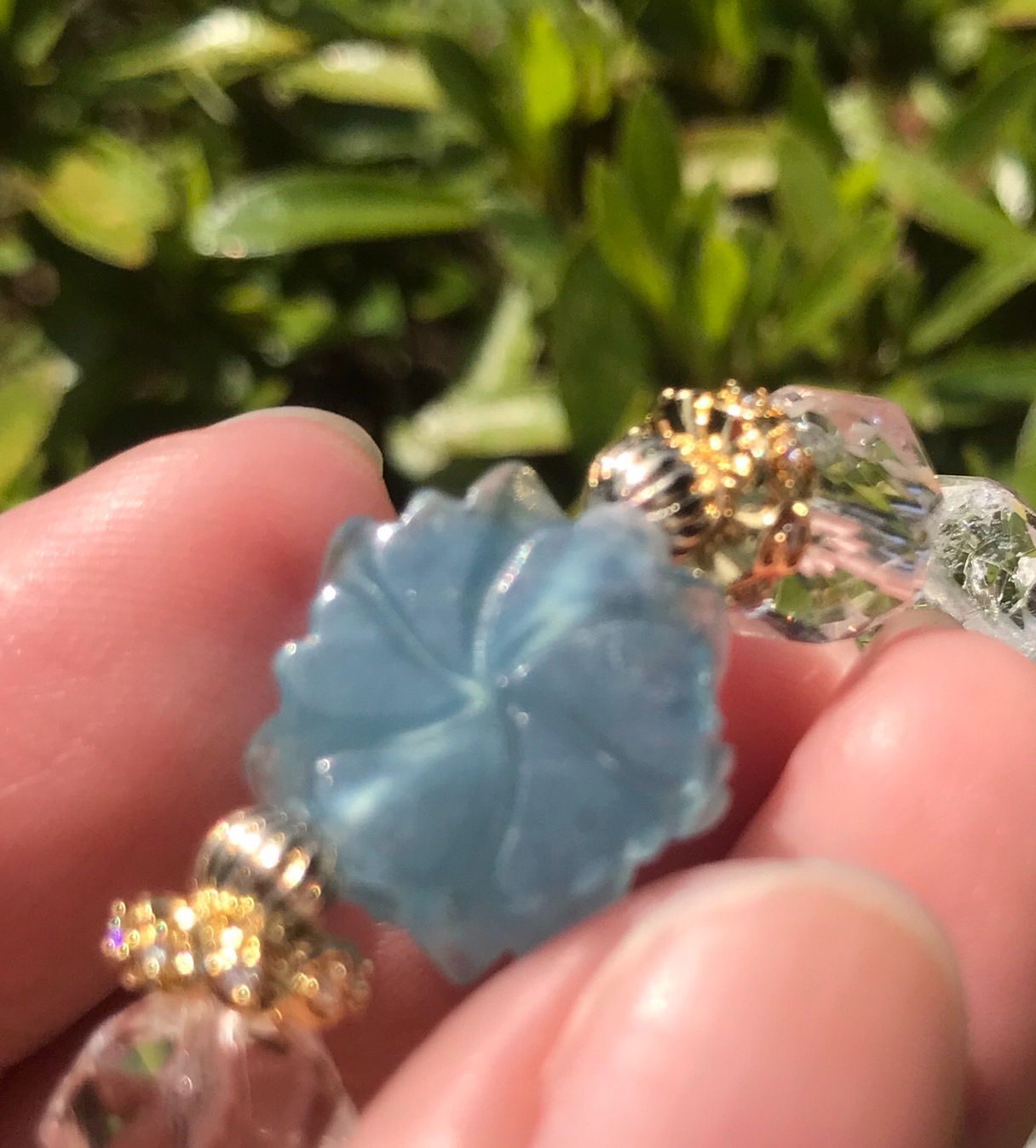 アクアマリンお花デザインブレスレット
