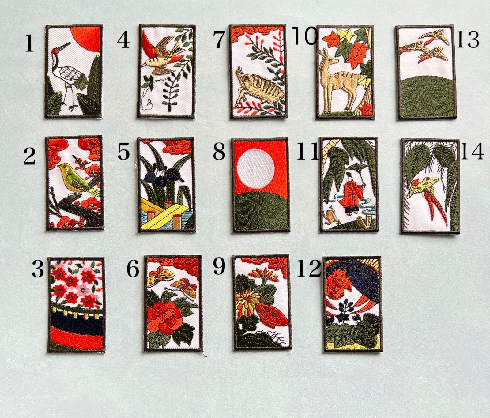 刺繍ワッペンセット 花札1月〜12月 48枚セット バラ売り可能