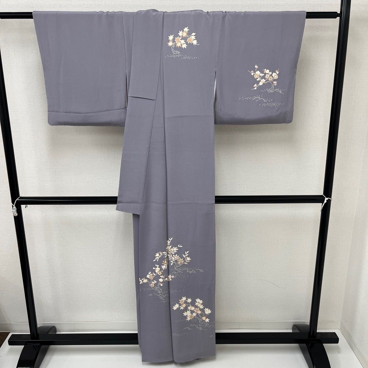 付下げ 裄66 縮緬 金彩 上品な染め 一つ紋 訪問着 正絹 着物 MK