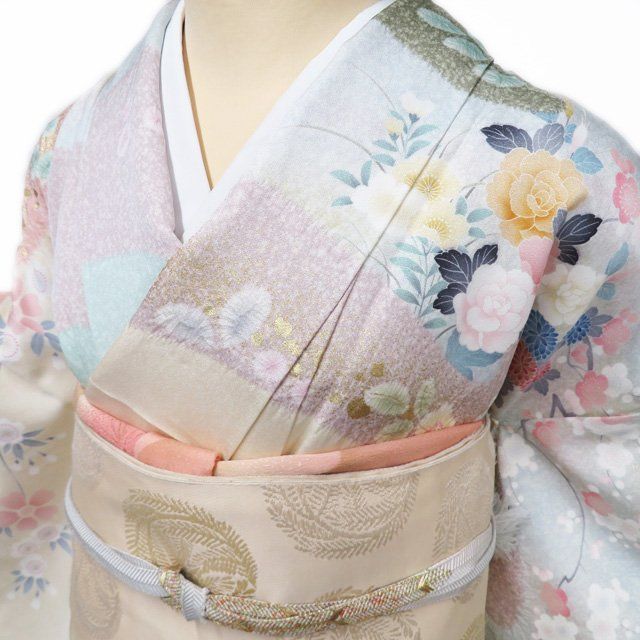 ◎C135正絹　袷　訪問着　作家物　紫雲　落款　金彩　未使用しつけ付極美品　着物 リサイクル 訪問着 紫地 松葉柄 袷 正絹 着物 未使用品