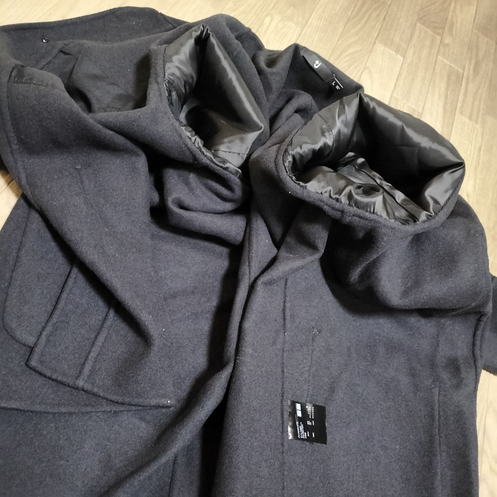 JIL SANDER ブラック メルトンウールシャツジャケット 48 綺麗☆+J UNIQLO JILSANDER ウールブレンドオーバーサイズシャツ