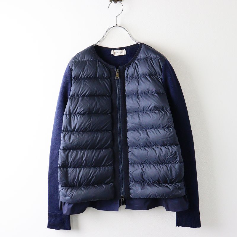 JPタグ モンクレール MONCLER MAGLIONE TRICOT 裾フリル ダウン切替ニットカーディガン S//ネイビー  タイ付き【2400014044386】 - メルカリ