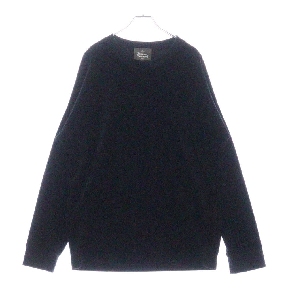 Vivienne Westwood MAN (ヴィヴィアンウエストウッドマン) オーブロゴ クルーネック ベロアスウェットトレーナー ブラック VW-J2-72198