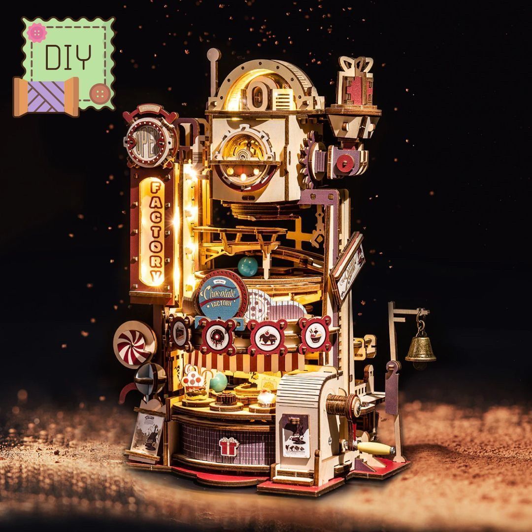 在庫限り ミニチュア ドールハウス マーブルチョコレート工場 3Dモデリングキット 立体パズル おもちゃ 子供 ハンドメイド ギフト クリエイティブ 趣味 チョコレート 模型 手作り プラモデル スイーツ デコレーション チョコレートメーカー 素材