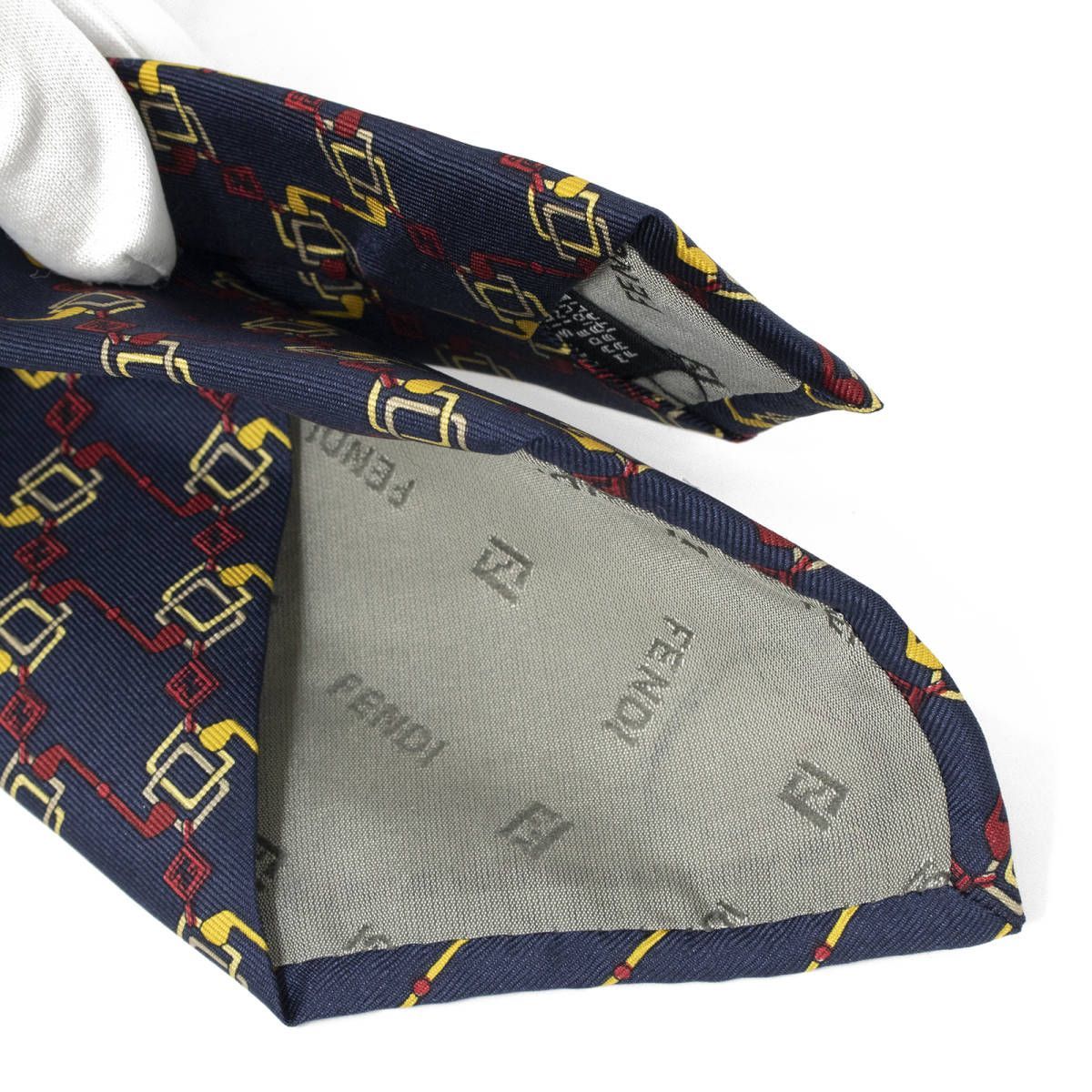 【未使用タグ付】FENDI シルク ネクタイ FFズッカ 総柄 FENDI フェンディ ネクタイ 新品同様 メンズ シルク 未使用保管