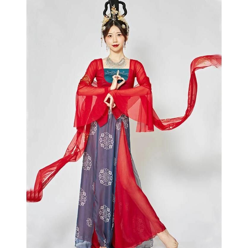 高品質 文化祭 中華コスプレ衣装 敦煌古典舞踊 ダンス衣装 チャイナ風 飛天 天女 コスチューム 漢服 唐時代 中国風 アラビアン衣装 飄逸 華やか 華流 舞台 BJ1003ML03 ハロウィン