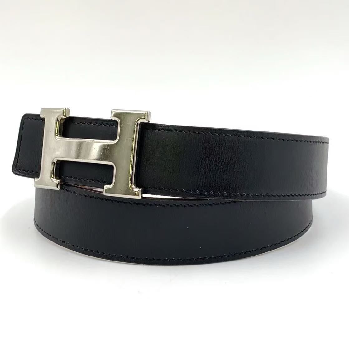 HERMES ブラウン　ブラック　リバーシブル　コンスタンス　レザー Hベルト HERMES エルメス ベルト コンスタンス32 Hベルト リバーシブル