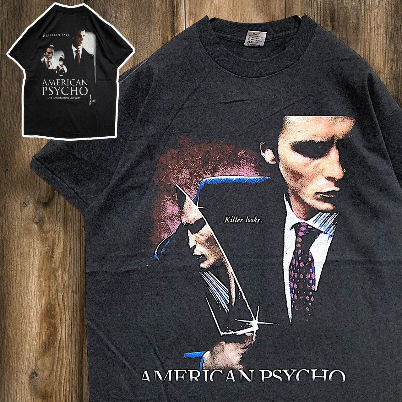 アメリカン・サイコ Tシャツ 黒 映画T ムービーT 海外公式 アメリカン・サイコ Tシャツ 黒 映画T ムービーT 海外公式