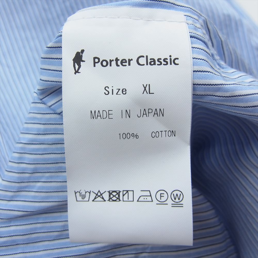 PORTER CLASSIC ポータークラシック 長袖シャツ 24SS ROLL UP STRIPE SHIRT ロールアップ ストライプ シャツ ブルー系 XL【中古】