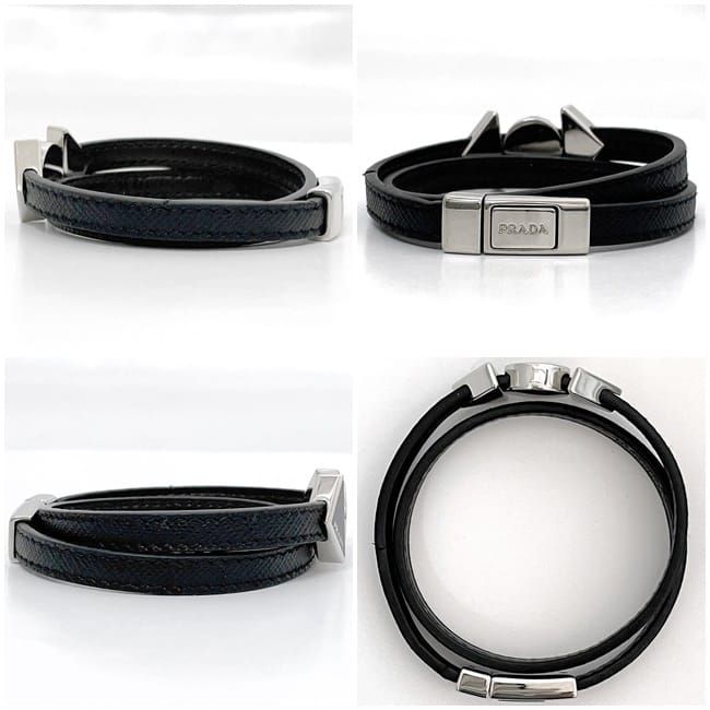 PRADA サフィアーノレザー ブレスレット　ブラック　Mサイズ　国内在庫無し品 プラダ ブレスレット ブラック NERO 美品 Mサイズ サフィアーノ