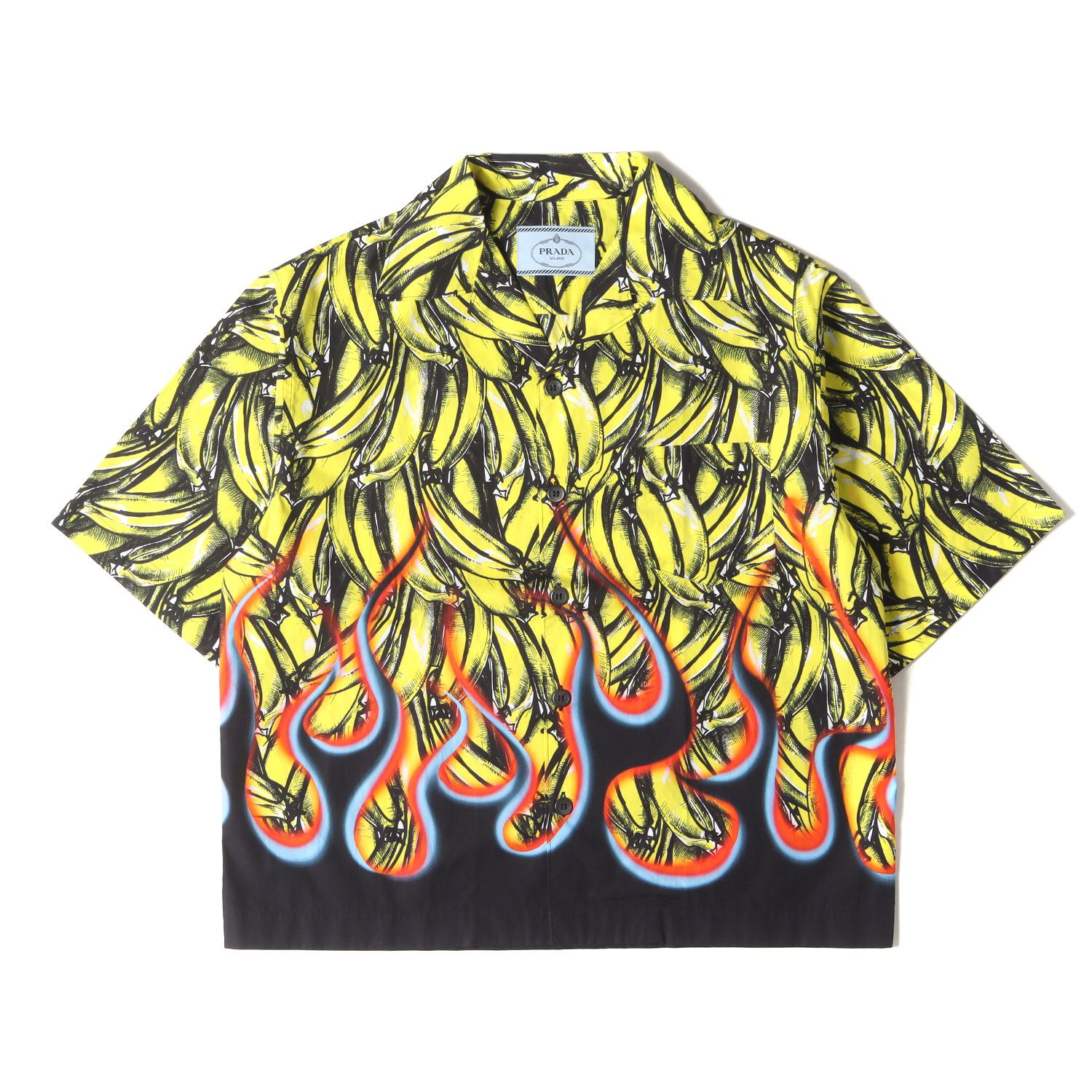 美品 PRADA プラダ シャツ サイズ:S ファイヤーパターン バナナ 